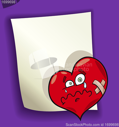 Image of cartoon design with broken heart