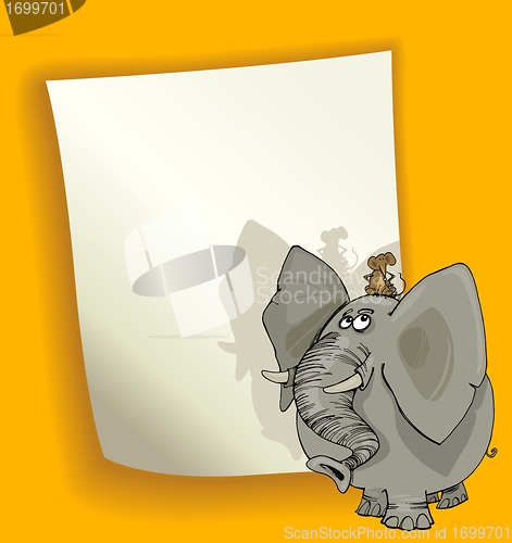 Image of cartoon design with elephant and mouse
