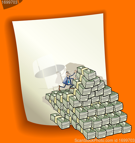 Image of cartoon design with heap of money