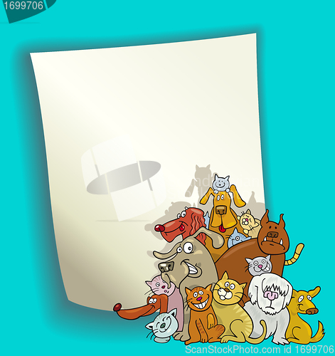 Image of cartoon design with cats and dogs