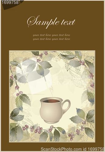 Image of Vector elegant coffee themed background illustration . Illustration of a coffee tree.Menu.