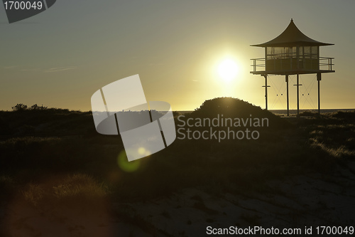 Image of surf life savers lookout sunset