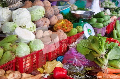 Image of fresh fruit and vegetables for sale