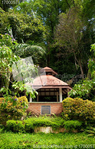 Image of pagoda or rotunda in garden