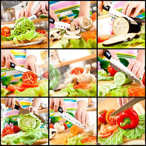 Image of Woman's hands cutting vegetables