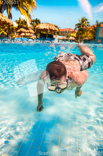 Image of teenager floats in pool