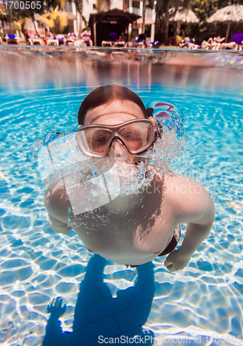 Image of teenager floats in pool