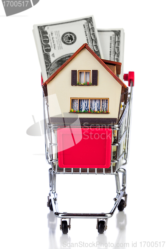 Image of shopping cart and house