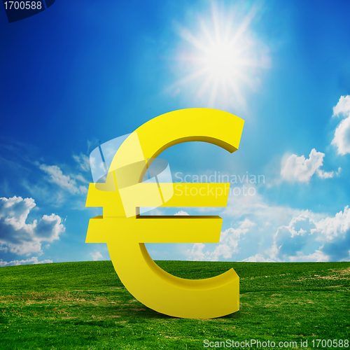 Image of EURO currency model on the field