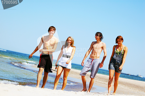 Image of Young friends on the summer beach