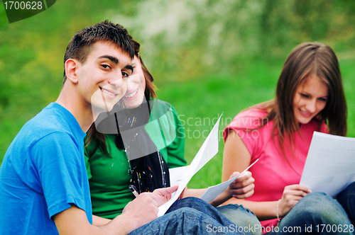 Image of Young students learning outdoor