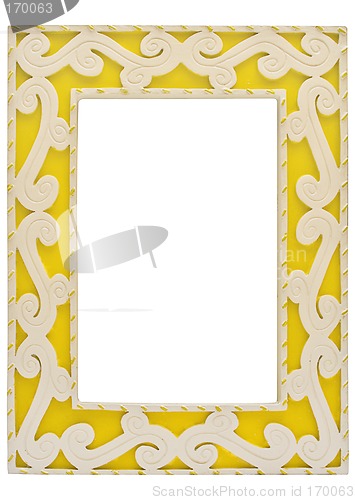 Image of Ornamented Yellow Picture Frame w/ Path