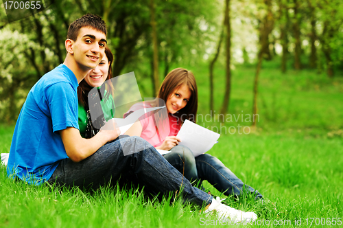 Image of Young students learning outdoor