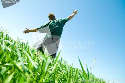 Image of Happy man on the summer field