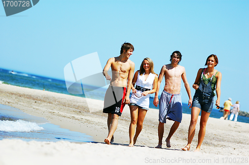 Image of Young friends on the summer beach