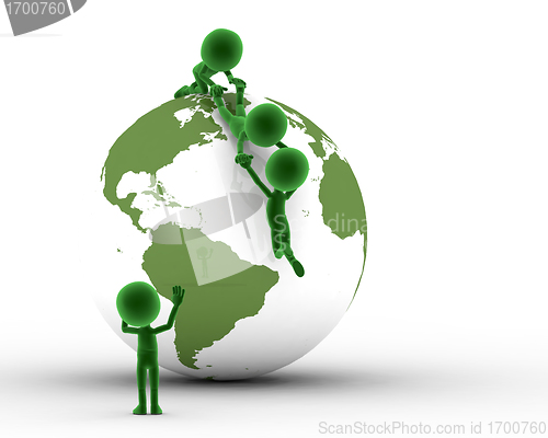 Image of Earth globe and conceptual people together