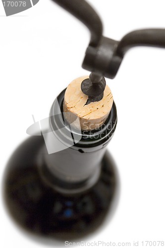 Image of Uncorking a Wine Bottle (Top View)