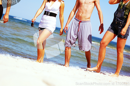 Image of Young friends on the summer beach