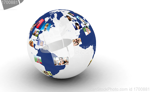 Image of Earth with people photos in network