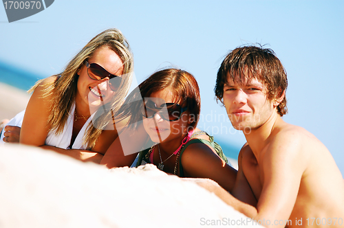 Image of Young friends on the summer beach