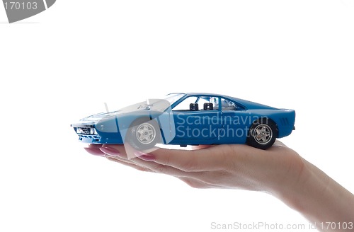 Image of Car toy on palm