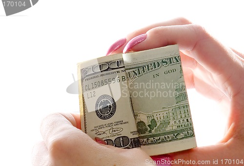 Image of Dollars in hand isolated on white