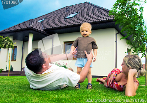 Image of Happy family and house