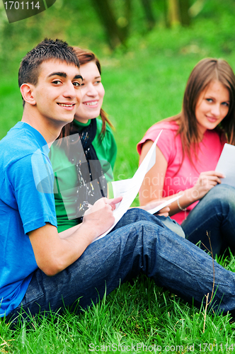 Image of Young students learning outdoor