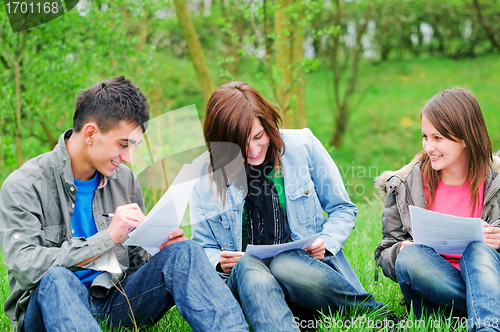 Image of Young students learning outdoor