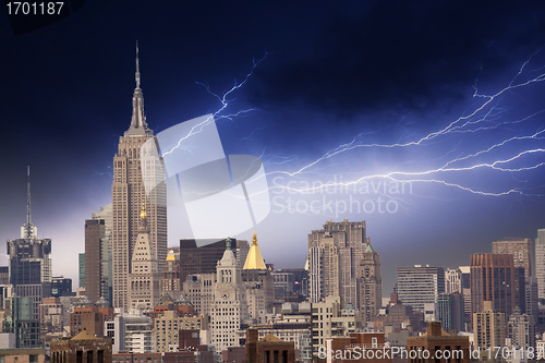 Image of Lightnings above New York City Skyscrapers