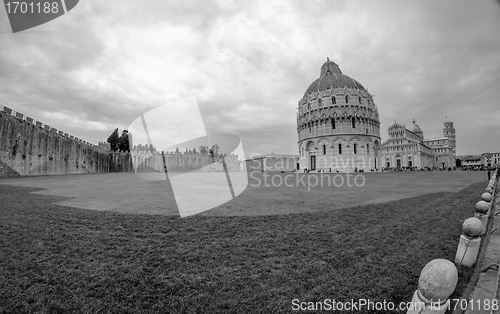 Image of Cathedral, Baptistery and Tower of Pisa in Miracle square