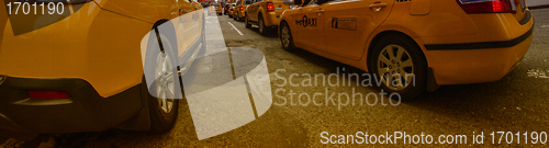 Image of Yellow Cabs in New York City Streets