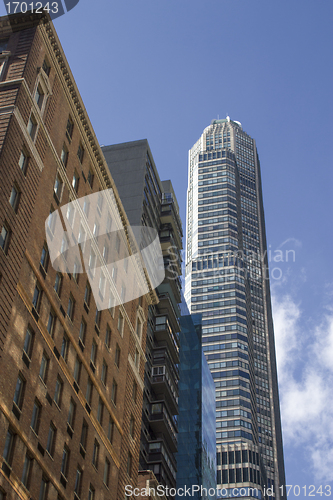 Image of Upward view of New York City Skyscrapers