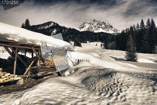 Image of Beautiful Wintertime Landscape of Dolomites