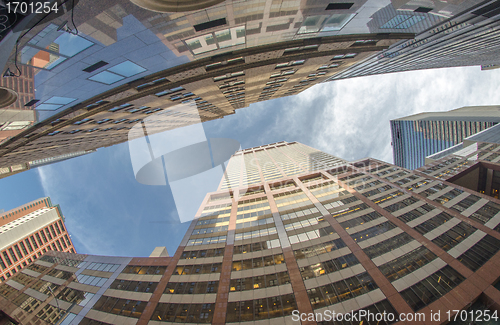 Image of Upward view of New York City Skyscrapers