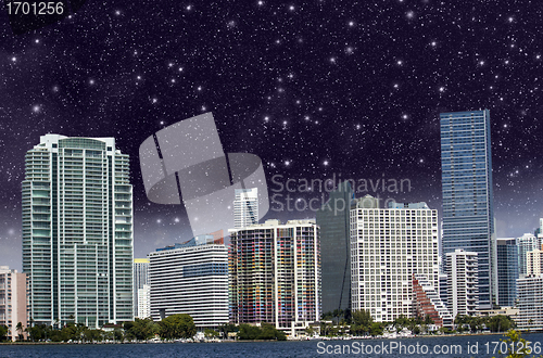 Image of Starry Night above Miami Skyscrapers