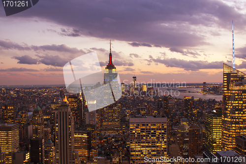 Image of Sunset over New York City Skyscrapers