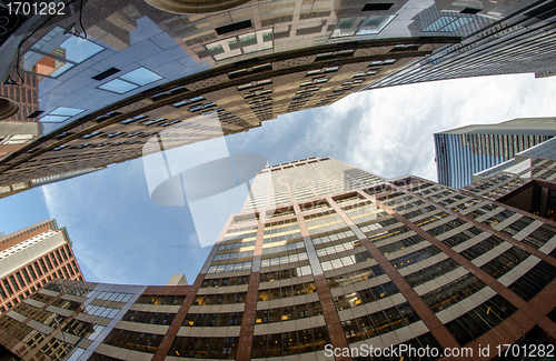 Image of Upward view of New York City Skyscrapers