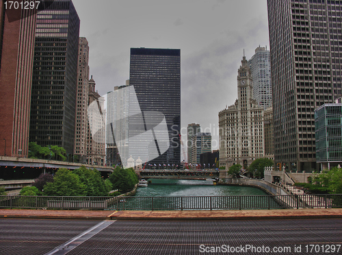 Image of Bridge and Buildings in Chicago, U.S.A.