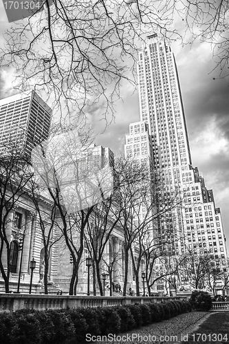 Image of New York Public Library and Surrounding Skyscrapers