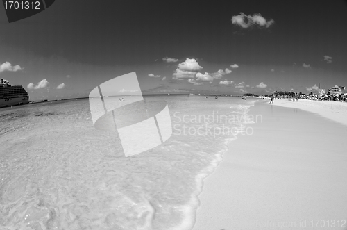 Image of Caribbean Sea turquoise white Sand Beach