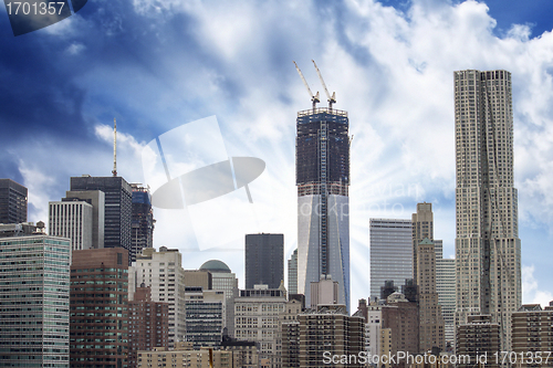 Image of Cloudy Sky above New York City Buildings