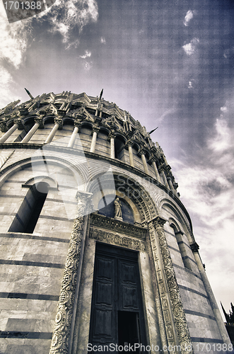 Image of Romanesque style Baptistery in Pisa, Italy 