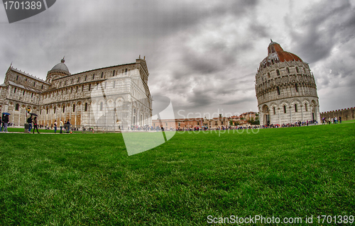 Image of Famous view of the landmarks of Pisa including the Leaning Tower