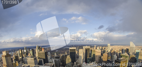 Image of Giant Skyscrapers Exterior with Clouds in Background