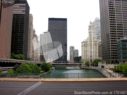 Image of Bridge and Buildings in Chicago, U.S.A.