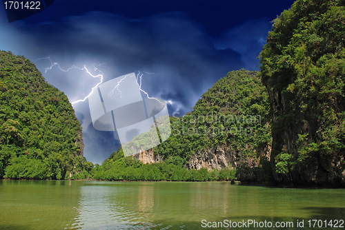 Image of Vegetation over Giant Thailand Rocks