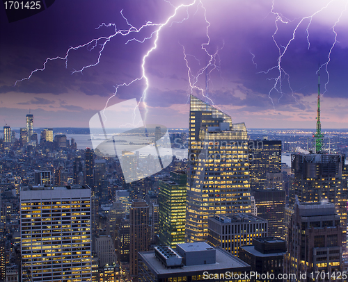 Image of Lightnings above New York City Skyscrapers
