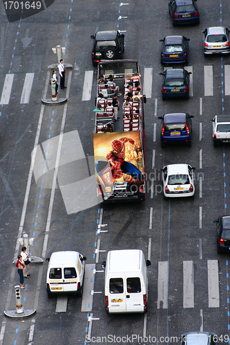 Image of Urban traffic in Paris view from the arc de triomphe