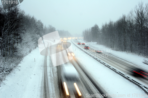 Image of night traffic in winter